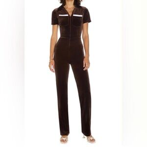 Peachy Den Brown Velvet Jumpsuit